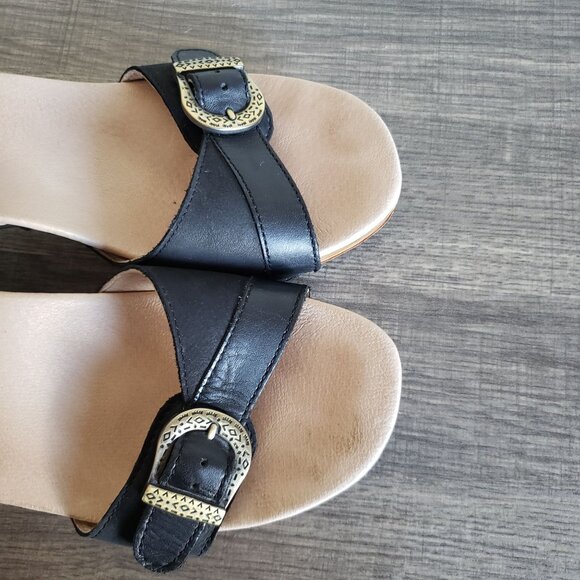 Dansko Anna Burnished Calf Leather Ankle Strap Sandals Block Heel Black Sz 8.5-9 - Picture 12 of 12
